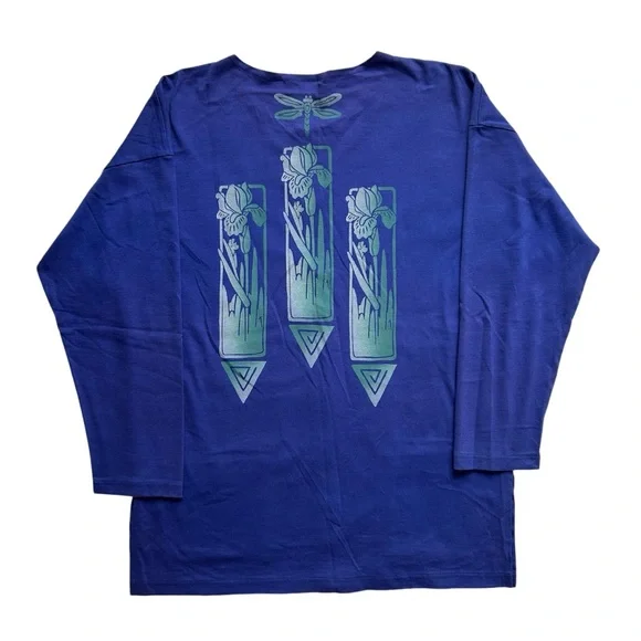 Vintage 90s Art Student Dragonfly Floral Cardigan Purple Small - Picture 2 of 6